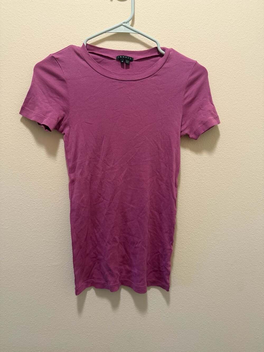 Theory Pima Cotton Short Sleeve T-Shirt Plum Medium